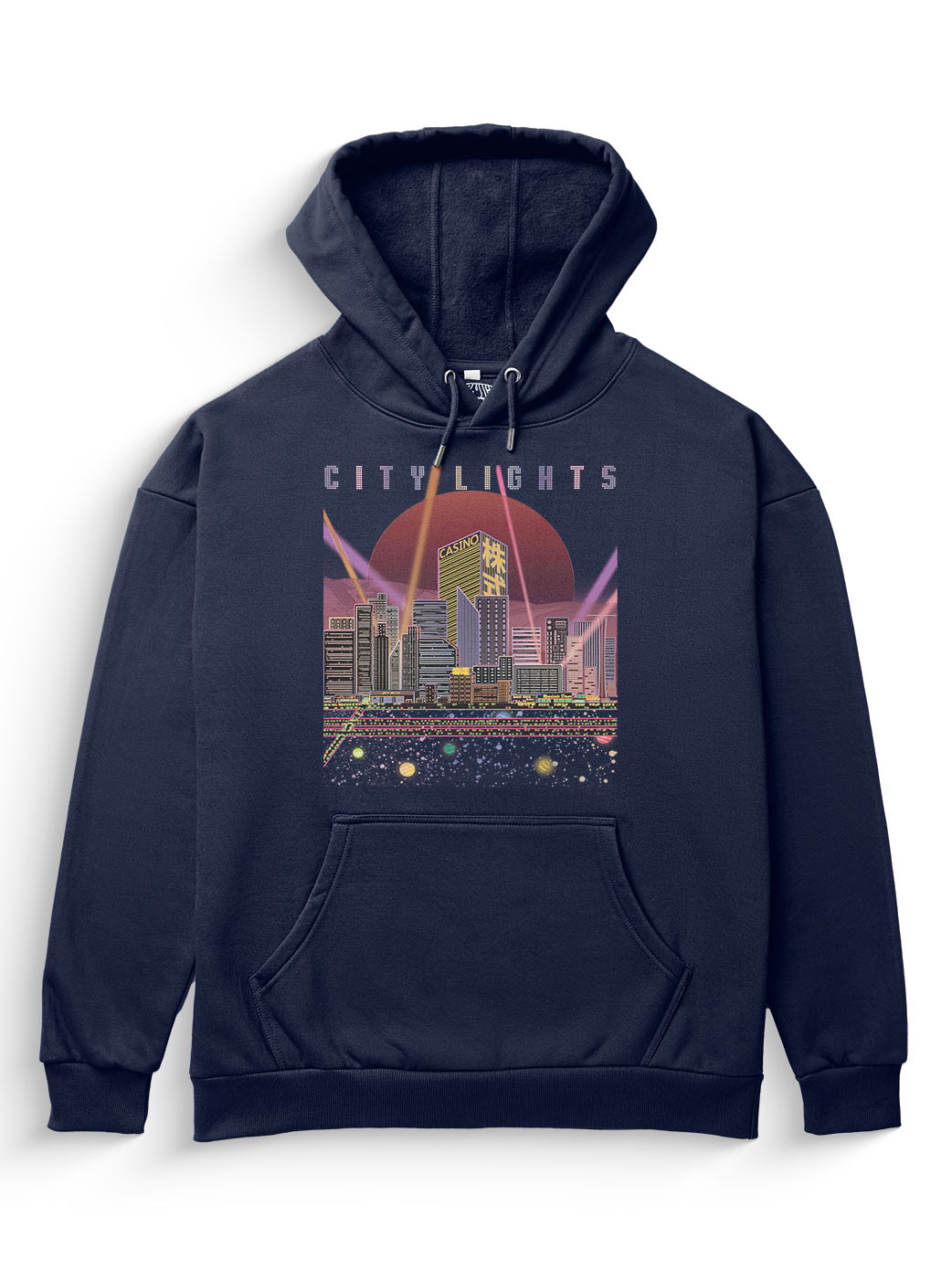 [Navy / L] City Lights Heavyweight Hoodie [Unisex] - 400 GSM